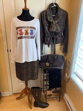 Tricotto White shirt Bears sequins leopard